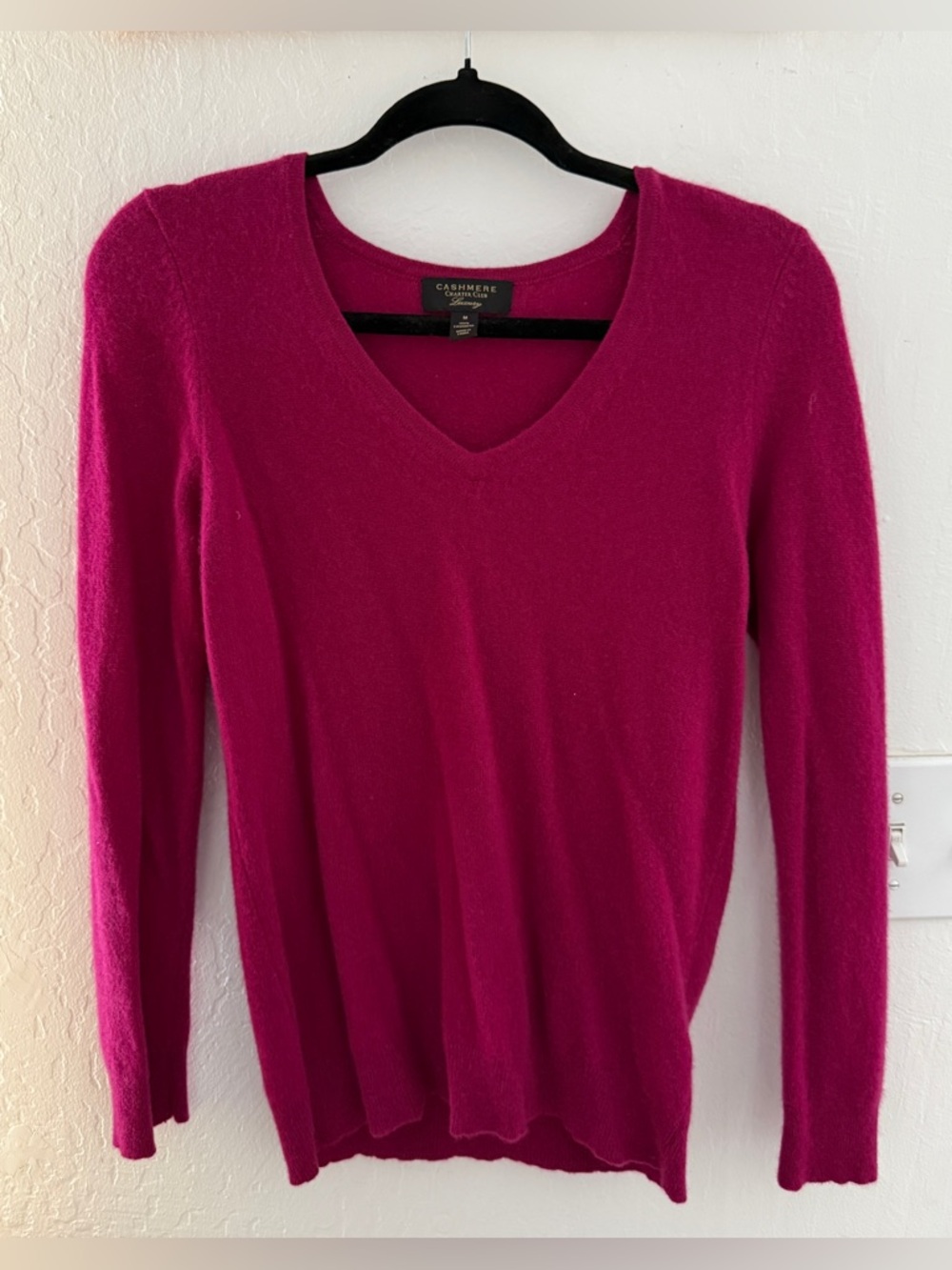 Charter Club Fuchsia V-Neck Cashmere Sweater